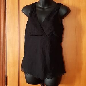 Studio Y Crossover Lace fabric with scalloped Edges Top